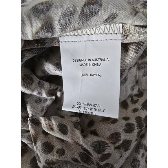 Petal + Pup Sleeveless Tiered Midi Tan Brown Leopard High Low Flowy Dress M/L - Picture 6 of 7